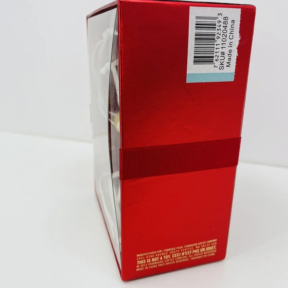 Starbucks 2012 Holiday Ceramic Ornament Set Fox Nutcracker Snowman White‎ Gold